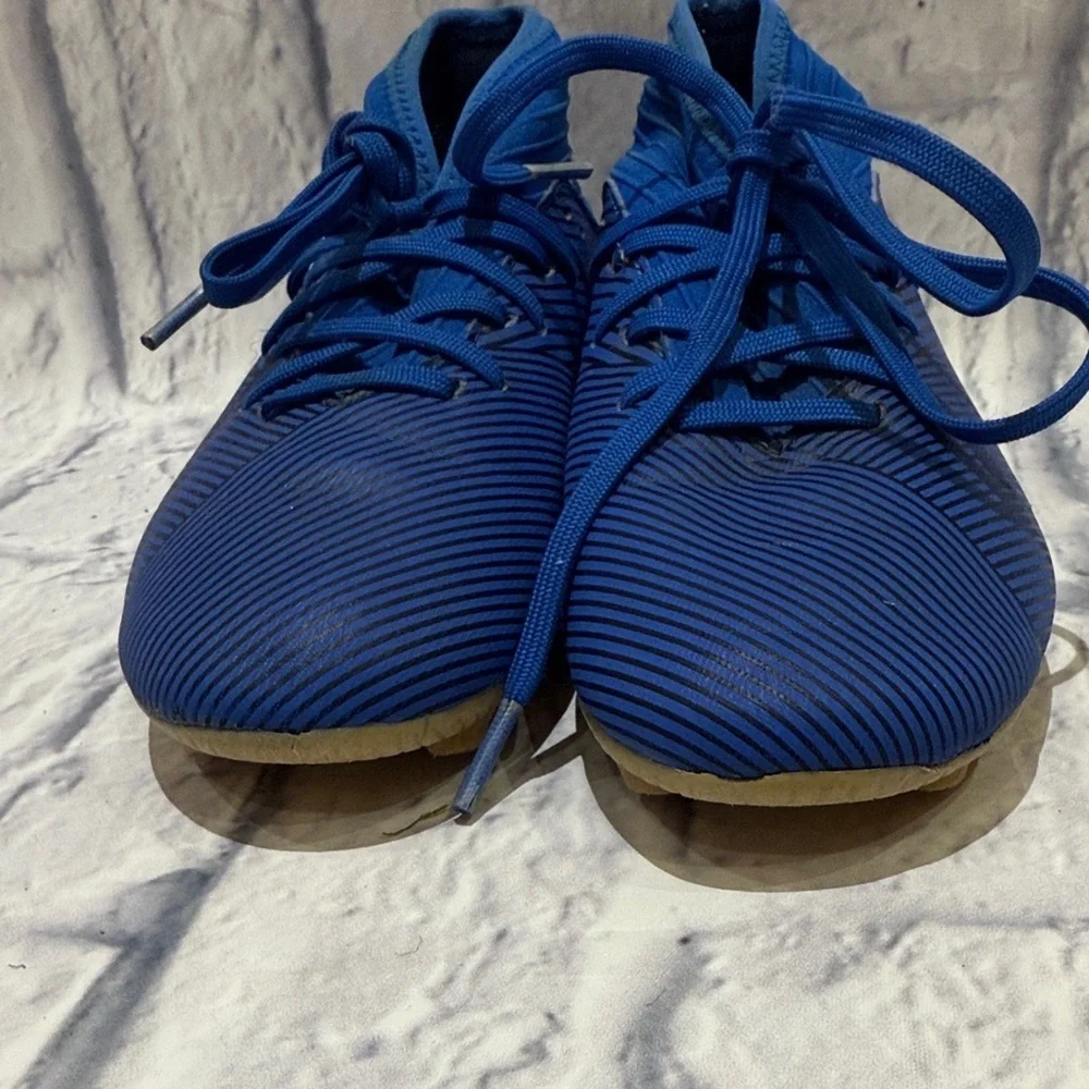 Blue Adidas Nemesis Cleats with White Accents